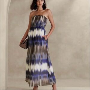 Banana Republic Elegant Strapless Maxi Dress in Blue and Gray